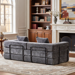 Sunvega Convertible Foldable Sofa Bed with Pillow Back Support Armrest for Living Room