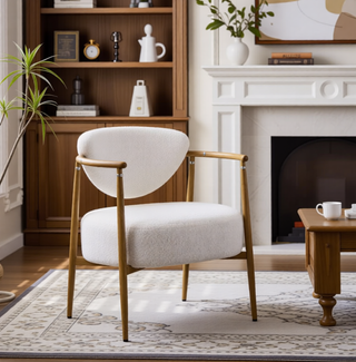 Sunvega Beige PU Leather Soft and Comfortable Chair with Metal Frame for Living Room