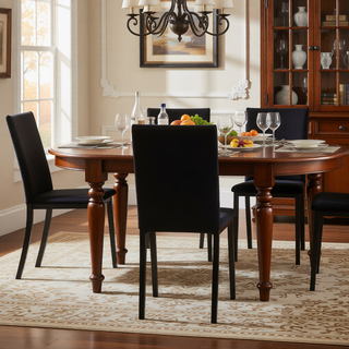 Sunvega Brown Faux Marble Table Top with Black Metal Frame Dining Table