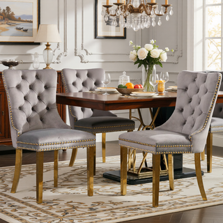 Sunvega Modern High-end Tufted Velvet Upholstered Dining Chair with Chrome Legs and Nailhead Trim