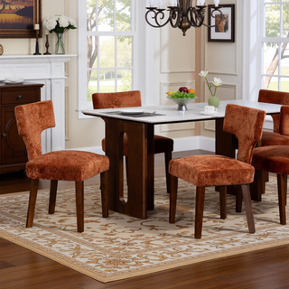 Sunvega Mid Century Modern Dining Chairs Set of 2 with Chenille Fabric and Hardwood Frame