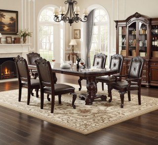 Sunvega Traditional Style Arm Chairs with Luxurious Beige Upholstery and Rich Coffee Brown Finish