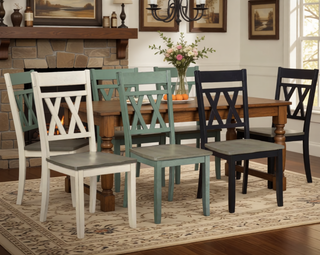 Sunvega Modern Farmhouse Round Dining Table with Greywash and Antique White Finish