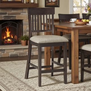 Sunvega Dark Brown Finish Counter Height Bench with Fabric Upholstery