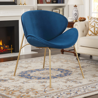 Sunvega Velvet Upholstered Padded Bucket Seat Dining Chair with Metal Legs