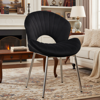 Sunvega Modern Design White Velvet Fabric Dining Chairs Set of 2 With Silver Legs