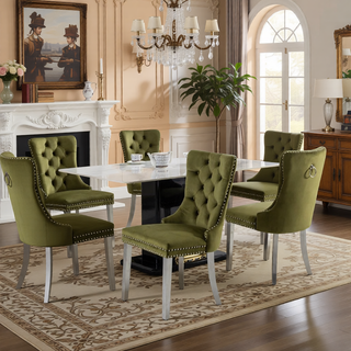 Sunvega Modern High-end Tufted Velvet Upholstered Dining Chair with Chrome Legs and Nailhead Trim