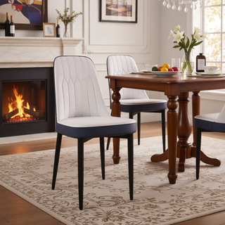 Sunvega Modern PU Leather Dining Chairs with Thick Soft Cushions and Black Metal Legs