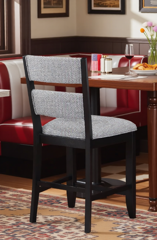 Sunvega Transitional White Finish Upholstered Counter-Height Dining Bench with Linen Look Fabric