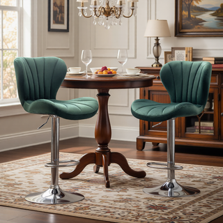 Sunvega Gray Upholstered Adjustable Swivel Barstools with Bucket Seat in Set of 2