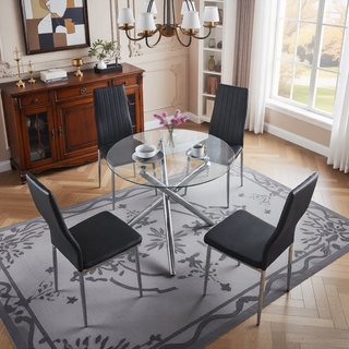 Sunvega Golden Legs and Black Seat Comfortable Durable Dining Chair Set of 4