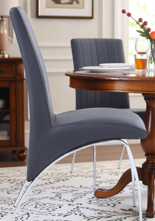 Sunvega PU Leather High Back Armless Dining Chair with Chrome Finish Metal Legs