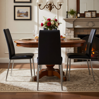 Sunvega Golden Legs and Black Seat Comfortable Durable Dining Chair Set of 4