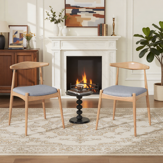 Sunvega Set of 2 Rubberwood Dining Chairs with Ergonomic Backrest and Plush Comfort Cushions
