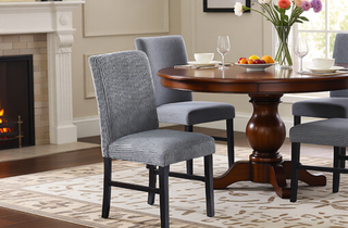 Sunvega Modern Dark Gray Corduroy Upholstered Dining Chairs Set of 2