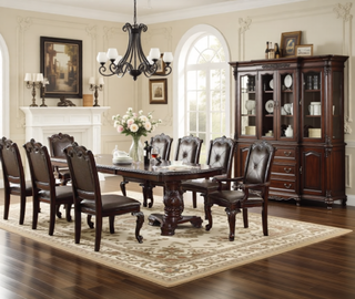 Sunvega Traditional Style Arm Chairs with Luxurious Beige Upholstery and Rich Coffee Brown Finish