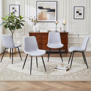 Sunvega Light Gray Artificial Leather Dining Chair with Curved Widened Cushion Design