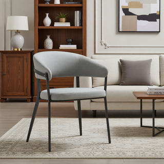 Sunvega Modern Upholstered Leatherette Dining Chair with Grey Metal Frame
