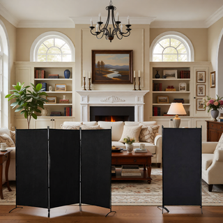 Sunvega 6 Panel Folding Privacy Screen with Removable Shelves and Hinged Design