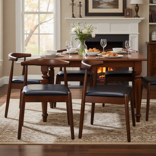 Sunvega Mid-Century Modern Dining Chairs Set of 2 with Solid Oak Frame and Handwoven Seat