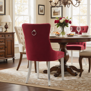 Sunvega Modern High-end Tufted Velvet Upholstered Dining Chair with Chrome Legs and Nailhead Trim