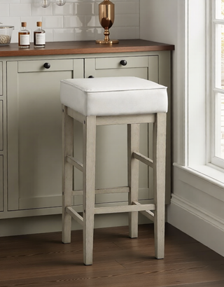 Sunvega Antique Gray Finish Solid Wood Frame Counter Height Stools Set of 2