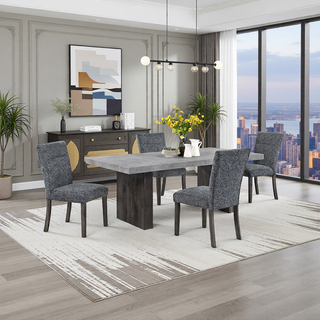 Sunvega Contemporary Faux Leather Dining Chairs with Solid Back 2PK Set