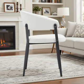 Sunvega Modern Upholstered Leatherette Dining Chair with Grey Metal Frame