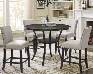 Sunvega Set of 2 Blue Linen Counter Height Stools with Nailhead Trim