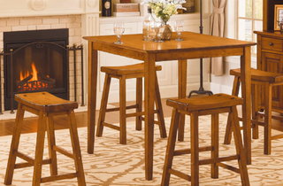 Sunvega Black Finish Bar Height Solid Wood Saddle Seat Stools Set of 2