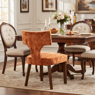 Sunvega Mid Century Modern Dining Chairs Set of 2 with Chenille Fabric and Hardwood Frame