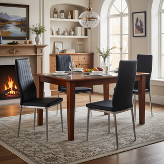 Sunvega Golden Legs and Black Seat Comfortable Durable Dining Chair Set of 4