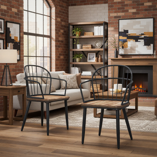 Sunvega Brown Upholstered Dining Chair with Metal Legs and PU Leather Seat