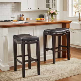 Sunvega Foldable Acacia Wood Wicker Counter Stools for Outdoor Bar