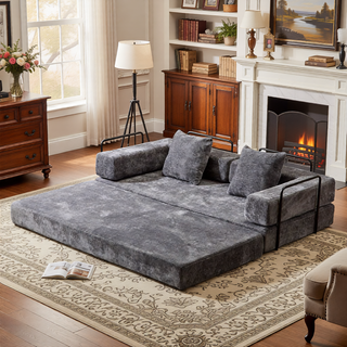 Sunvega Convertible Foldable Sofa Bed with Pillow Back Support Armrest for Living Room