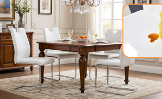 Sunvega White PU Dining Chair Set with Silver Metal Legs and High Resilience Sponge Filling