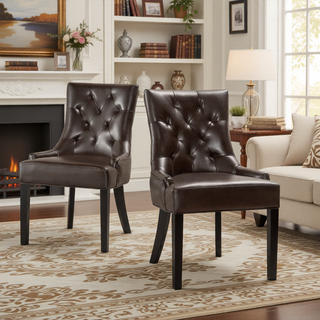 Sunvega Contemporary Upholstered Dining Chairs with Tufted Diamond Stitch and Wood Legs