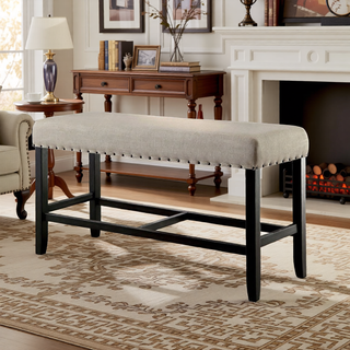 Sunvega Antique Black Bold Distressed Solid Wood Counter Height Bar Table