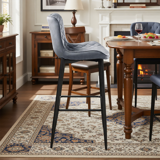 Sunvega Modern Brown Velvet Upholstered Counter Height Chairs with Quilted Stitching