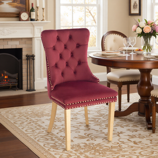 Sunvega Modern High-end Tufted Velvet Upholstered Dining Chair with Chrome Legs and Nailhead Trim