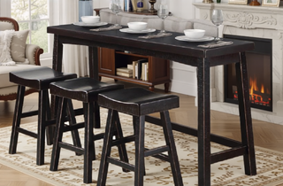 Sunvega 4-Piece Counter Height Dining Set with Table and 3 Stools in White and Coffee