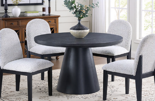 Sunvega Charcoal Color Wooden Dining Table with Trestle Base and Butterfly Leaf