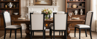 Sunvega Upholstered Dining Chairs Set of 4 with High Back Tufted Detail and Nailhead Trim