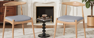Sunvega Set of 2 Rubberwood Dining Chairs with Ergonomic Backrest and Plush Comfort Cushions