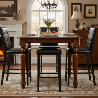Sunvega Brown Faux Marble Table Top with Black Metal Frame Dining Table