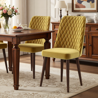 Sunvega Mid-Century Modern Velvet Dining Chair Set of 2 with Solid Wood Frame