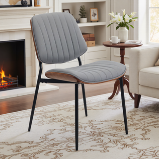 Sunvega Mid Century Modern Retro French Style Dining Chairs Set of 2 with Walnut Bentwood Back