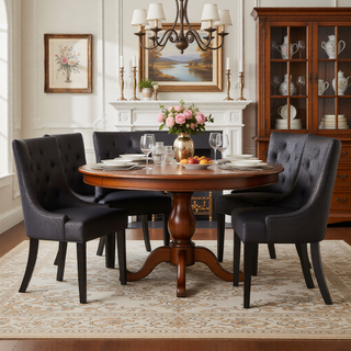 Sunvega Contemporary Upholstered Dining Chairs with Tufted Diamond Stitch and Wood Legs