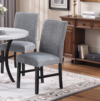 Sunvega Modern Dark Gray Corduroy Upholstered Dining Chairs Set of 2