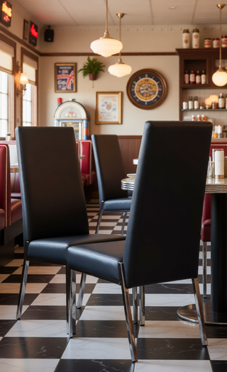 Sunvega PU Leather High Back Armless Dining Chair with Chrome Finish Metal Legs